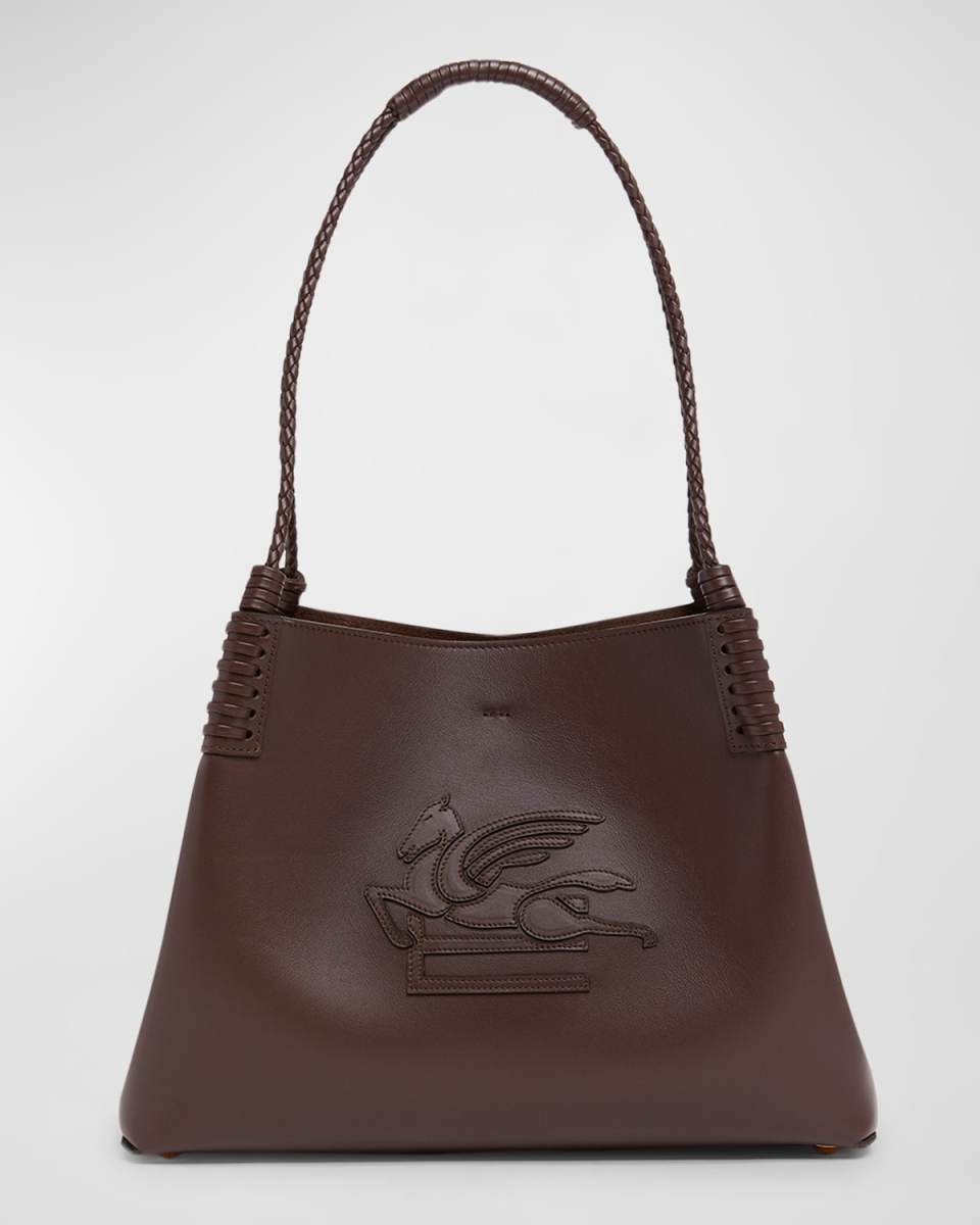 Libra Logo Leather Shoulder Bag